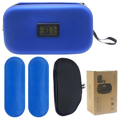 WANDGU Borsa termica Insulina Borsa da Viaggio: farmaco Refrigeratore diabetico TSA Approvato con indicatore di temperatura, Refrigeratore di medicina refrigerata con 2 confezioni di ghiaccio