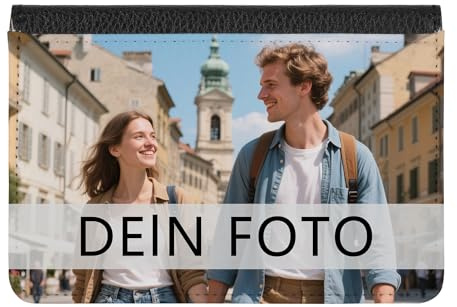 Meliyya Reisepasshülle mit eigenem Foto selbst gestalten, Personalisierte Ausweistasche Kunstleder Kreditkartenhüllen