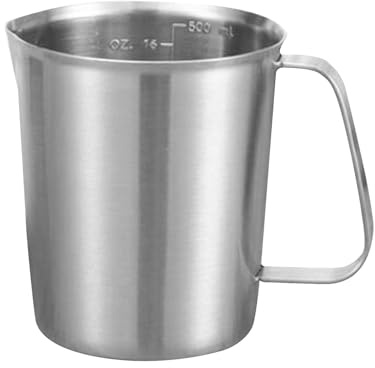500-2000 Ml Jarra Medidora de Acero Inoxidable, Jarra para Leche de Con Asa Y Pico en Forma de Pico de Pato, Con Escala Interior, Herramienta de Cocina Y Repostería, para Café Latte Art (500ML)