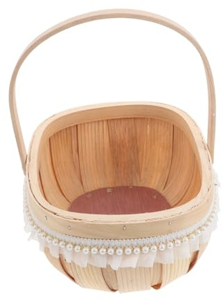 KOMBIUDA Panier Tissé Main avec Poignée Panier Multifonction pour Œufs et Fruits Rangement Artisanal pour Cuisine Pique et Décoration Conteneur Élégant pour Organisation Domestique Petit