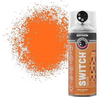Rust-Oleum Switch 5 in 1 Nozzle Multi Surface Topcoat Decorative Spray Paint Aerosol 400ml Citrus Orange Gloss Finish