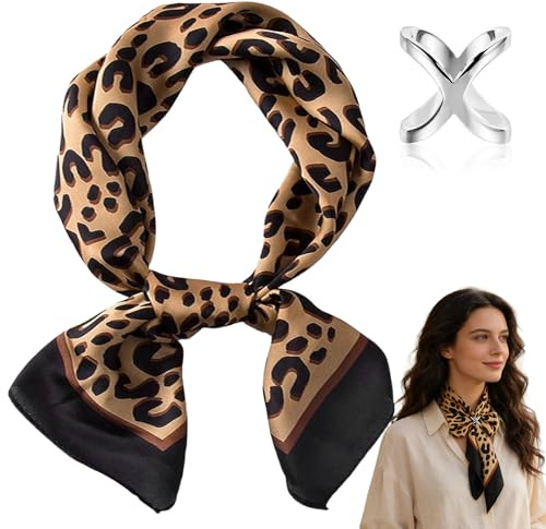 Culinavog Pañuelos Satén Cuadrados Grandes, pañuelo cuadrado 70x70cm, Estampado de leopardo Clásico Pelo Accesorios, Lightweight Headscarf accesorio para cabeza cuello para mujeres y hombres