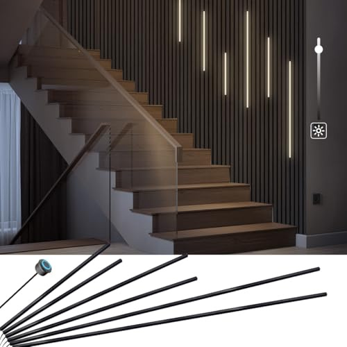 HAMRVL Black LED Recessed Lighting Kit, 6 PCS DC12V Natural White 4000k Wall Panel Lights with Smart Switch, Self-Adhesive, Dimmable LED Lights for Wood Wall Panels, Headboard, Under Cabinet Lighting