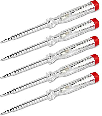 PerfectHD Stromprüfer - Schraubenzieher - Made in Germany - Spannungsprüfer - 60 mm Schaft - 3 mm Klinge - 120 bis 250 V - 5er-Set - 5 Varianten