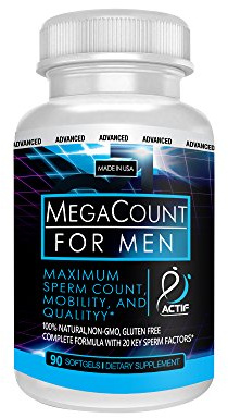 ACTIF MegaCount for Men - Maximum Fertility Support and Sperm Count Booster, Clinically Proven to Improve Sperm Count and Motility - Non-GMO, Made in USA, 90 Count