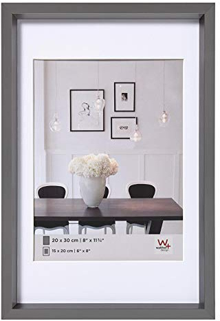 walther design Bilderrahmen stahl 30 x 40 cm mit Passepartout, Steel Style Kunststoffrahmen ES040D