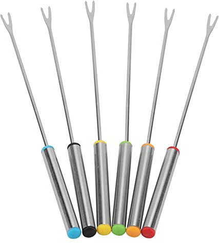 6 Pezzi Forchette in Acciaio Inossidabile, Spiedino di Dessert Server Forchette da Fonduta Attrezzo da Vasellame per Formaggio Carne Cioccolato Dolce