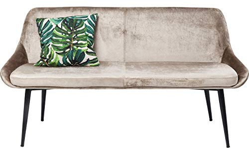 Kare Design Bank East Side, Grau, Polsterbank, Sitzbank, Samtoptik, Stahlfüße, 82x154x64 cm (H/B/T)