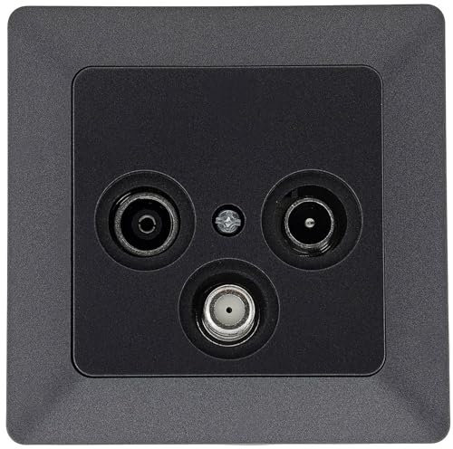 Chilitec Antennendose TV Sat Kabel Fernsehen Radio Digital Full-HD UHD 4K Milos Serie EndDose mit 1-Fach Rahmen Class A, DVB-C, DVB-S/S2, DVB-T/T2 nthrazit