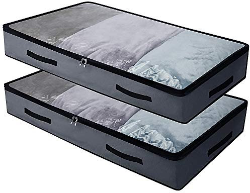 iwill CREATE PRO Weiche Unterbett-Aufbewahrungsbehälter mit 4 Griffen und transparentem Deckel für leichtes Auffinden, langlebiges Material, Faltbar, Oben sichtbar