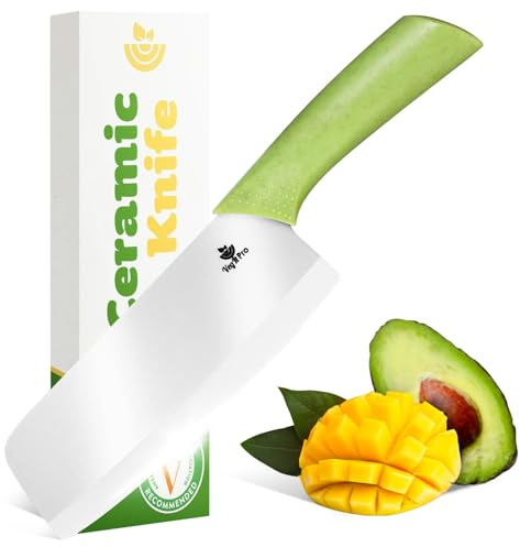 Durable Ceramic Knife for Chopping Vegetables & Fruits, 6” Non-Reactive and Professional Ceramic Chef Knife for Clean Cutting, Sharp Santoku Blade with Ergonomic Handle, Gift-Ready Kitchen Knives