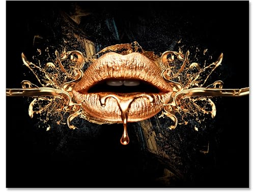 wandmotiv24 Leinwandbild Frauen Lippen M0256