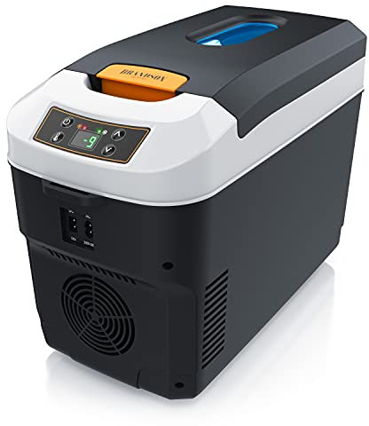 Brandson - Kühlbox elektrisch 10L – 230 V Netzspannung und 12 V KFZ Auto Bordspannung – kühlt und wärmt – Heizen max. 65°C – Herabkühlen ca 20°C unter der Umgebungstemperatur - Cool Grey