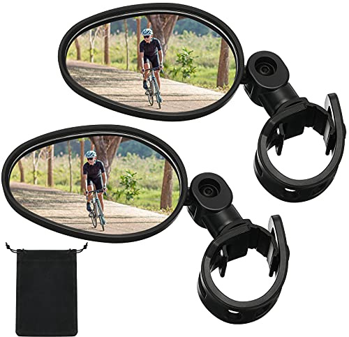 Hestya 2 Pcs Bike Mirror 360 Degree Adjustable Safe Rotatable Handlebar Mirror Bicycle Accessories Shockproof Acrylic Convex for Mountain Road Bike