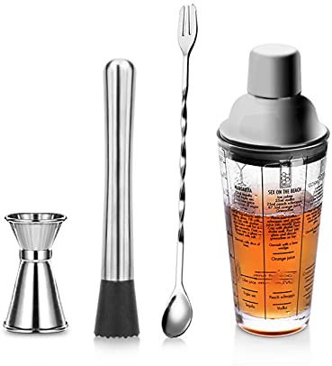 BinOxy Shaker Cocktail Coctelera de Cristal, coctelera de Martini, coctelera de Mezcla, Tapa a Prueba de Fugas, coctelera, Regalos del Kit de Barman. Kit Coctelera (Color : B)