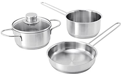 Liudan Padella Pentola in Acciaio Inox frittura di zuppa di pentola Set pentola da Cucina pentola casseruola zuppa pentola Piccola pentola Argento (Set da 2 Pezzi/Set a 3 Pezzi) Padella Antiaderente