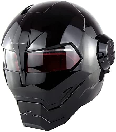 Motorcykelhjälm Motorcykel Helface Open Face Hjälm ECE-Certifierad Iron Man Transformers Hjälm Flip Up Helface Motorcykelhjälmar För Vuxna Män Kvinnor E,M