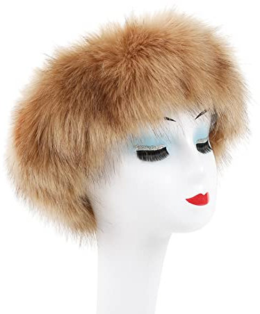 Winter Kunstpelz Stirnband, Damen Fellmütze, Fuchs Pelz Stirnbänder, Fell Kopfband Haarschmuck, Ohrenwärmer, Flauschige Haarband für Winter Outdoor Warmer Ski