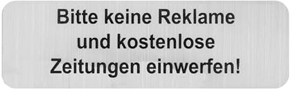 Briefkastenaufkleber Keine Werbung, 6 Stück, 67 x 21 mm, selbstklebende Folie in Edelstahl Optik, Stop Werbung Schild für Innen- und Außenbereich, Aufkleber Sticker Hinweis Bitte keine Werbung