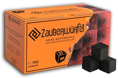 Zauberwürfel 27 dadi da 1 kg di carbone naturale di cocco di alta qualità, carbone di noce di cocco per barbecue, barbecue, barbecue con lunga durata, calore elevato e basso contenuto di ceneri (1)