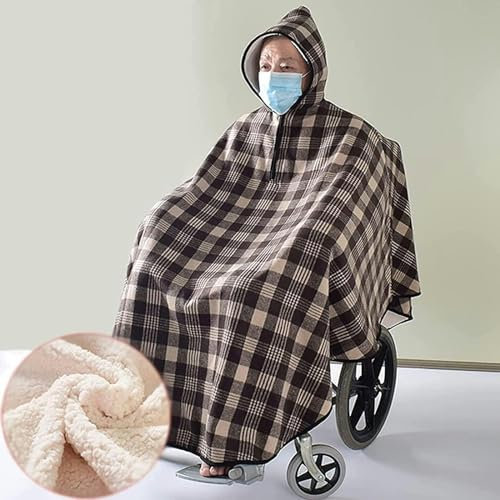 Erwachsene Fleece Rollstuhl Cape mit Kapuze Rollstuhlkleidung Winter Poncho Cape Mantel für Rollstuhl Warme Decke