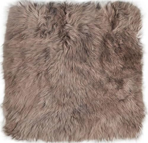 Kuhfelle Online & Nomad Lammfell Sitzauflage Stuhlkissen aus echtem kurzwolligen Lammfell Natur 37 x 37 cm Schaffell Auflage (Taupe)