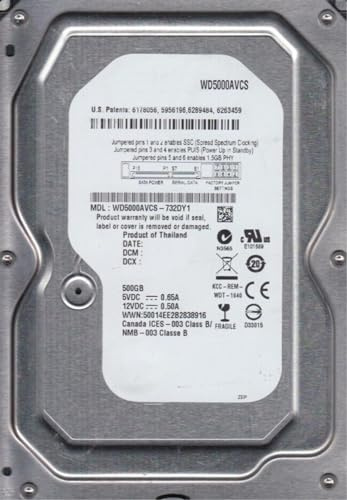 500 GB SATA WD5000AVCS-732DY1 5400 rpm 16 MB 3.5 disco rigido