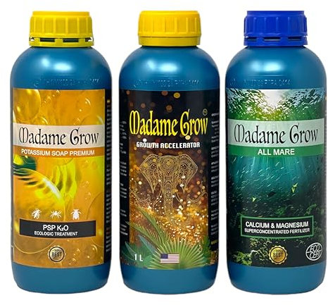 Madame Grow - Engrais naturel pour Croissance et Floraison - Idéal pour l'hydroponie et tous types de plantes - 3 x 1 L