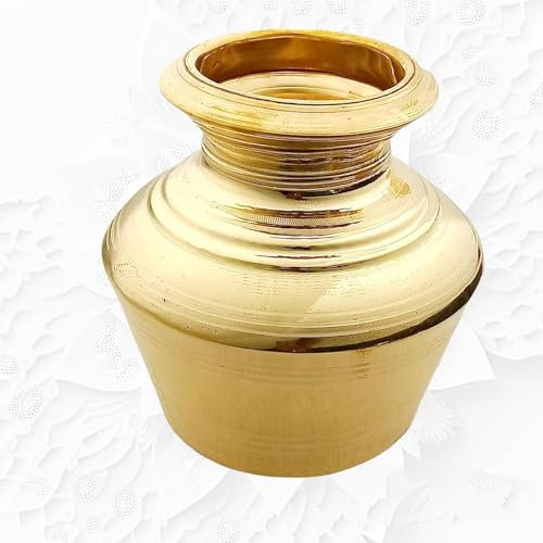 Generic Brass Pot Water Pot Theertha Kudam/Ceremonies Pooja Kalash/Handi/Brass Ghada Capacity 3 Litre / 850 gm, EQS-MAR-182024-04