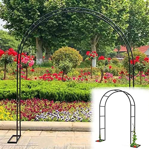 Arche Jardin Aluminium Largeur, Arche À Rosiers Métal, Filet À Plantes Grimpantes, Filet de Treillis, pour Récolte de Concombres, Légume, Vignes, Plantes Grimpantes,120x220x40CM