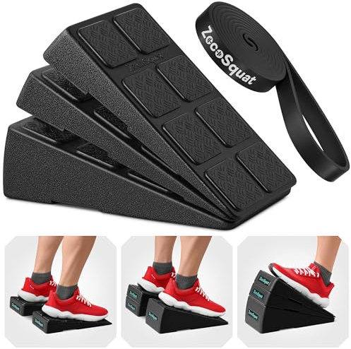 Squat Wedge Block Set of 3 - 960 LBS Capacity - Slant Board for Calf Stretching with 5 Stackable Angles - Calf Stretcher Slant Board - Workout Equipment - EPP Material for Exercise Equipment & Physical Therapy