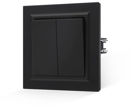 JIMEIDA Lichtschalter Schwarz Kippschalter Glattes Hautgefühl mit Steckklemme 2 Fach 1 Weg Unterputz Taste Schalter Wandschalter 10 Amp,250 V