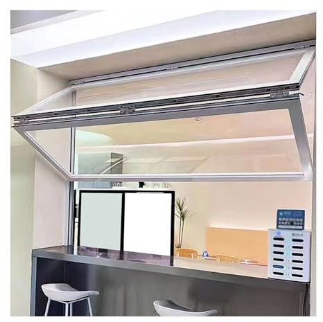 LVLDAWA Kellerfenster, Servicefenster Für Food Trucks Mit Gehärtetem Glas, Oberes Und Unteres Horizontales Schiebeglasfenster Aus Aluminiumlegierung Für Küchendekoration(50x100cm)