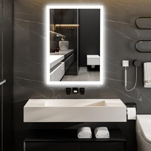 ChillCruiser 60 x 80 cm LED-Badezimmerspiegel Wandmontage beleuchteter Kosmetikspiegel dimmbar beschlagfrei 3-farbige einstellbare Beleuchtung Memory-Funktion horizontale/vertikale Montage