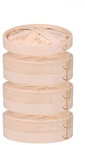 Olla para cocinar, vaporera de bambú Hecha a Mano de Primera Calidad de 7/8/10/12 Pulgadas, 2/3 Niveles, Tapa y revestimientos, vaporera de bambú Natural para albóndigas, cocin