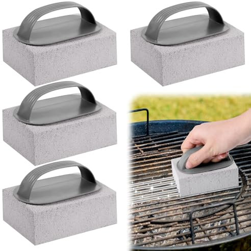 Starvortex 4Pcs Pumice Stone for Cleaning Oven, Grill Cleaning Brick Block with Handle, Nature Cleaning Pumice Stone Set, Griddle Stone Cleaner Brick Block for Cleaning Supplies Sink BBQ Bathroom Pool