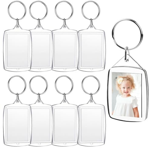 8 Stück Acryl Foto Schlüsselanhänger, Transparent Insert Schlüsselbund Bilderrahmen Mit Schlüsselring für Männer und Frauen