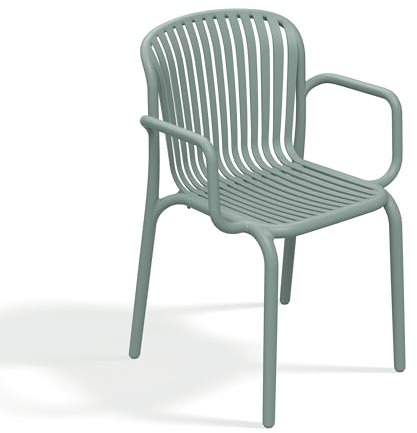 Ferne Gartenstuhl Kunststoff mit Armlehne Brene Verde Bistrostuhl max. Belastung 110 kg leicht stapelbar