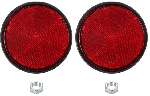 PATIKIL Riflettori posteriori rotondi, 2 pezzi, riflettori di sicurezza riflettenti in plastica, riflettori universali per moto, con montaggio a vite M6, per auto, moto, rimorchi, biciclette, sporco,