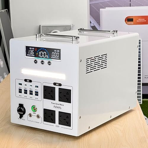 WEIMILOR Estación de energía portátil de 2000 W, generador Solar de Onda sinusoidal Pura de 2000 W y 230 V con Salidas para Respaldo doméstico, campamentos, vehículos recreativos,PH1500
