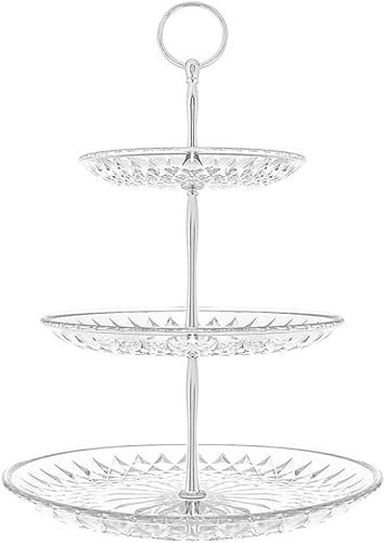 Zykphao 3 Tiers Cake Stand, Cupcake Display Stand, Clear Acrylic Dessert Fruit Plates for Wedding Birthday Baby Shower Party Summer Afternoon Tea Silver ﻿