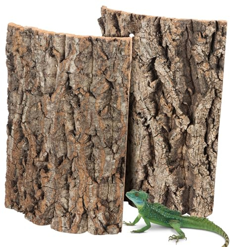 2 st. korkbark, bakvägg för terrarium, bakvägg, dekorativ kork, naturlig bark, utseende, idealisk klätteryta, bakvägg, 3D-bakgrund, dekoration, naturligt utseende, bark, för reptiler som Gecko