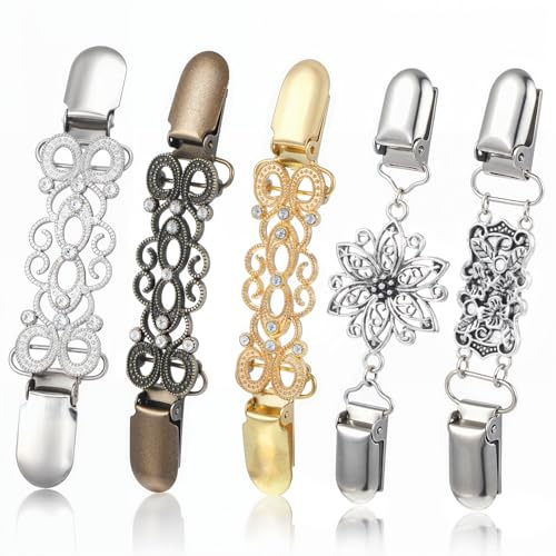 5 Stück Broschen für Kleidung Waist Clip Kleid Klammer Brosche Ausschnitt Verkleinern Damen Unsichtbar Cardigan Einfach Vintage Cinch Metallclip Schal Strickjacke Pullover Clips für Mädchen Und Damen