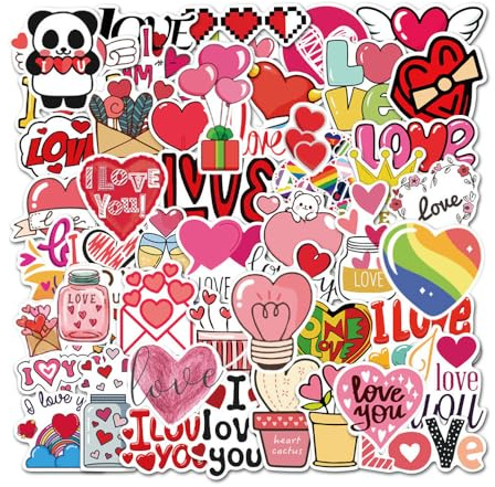 GIDWRIY 50 Stück Buch Sticker Love Valentinstag,Book Sticker Romance,Fotoalbum Stickers Aesthetic,Journaling Stickers Scrapbook,Wasserfeste Aufkleber Liebe,Dekoration Aufkleber Laptop für Basteln
