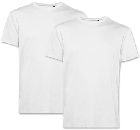 PinkTex Herren T-Shirt (2er Pack) Bio-Baumwolle Rundhals, Weiß, L