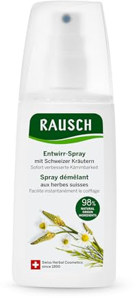 RAUSCH Entwirr-Spray mit Schweizer Kräutern 100 ml – bessere Kämmbarkeit | Entwirrt sofort ohne zu beschweren, für die ganze Familie, vegan & silikonfrei, mit Kamille, Zinnkraut & Birke, Schweiz