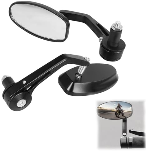 2 Stück Motorrad Spiegel,E-Geprüft Universal Lenkerendenspiegel,CNC Aluminium Lenkerendenspiegel, 360° Drehbar Motorradspiegel für Scooter Roller, ATV, Moped