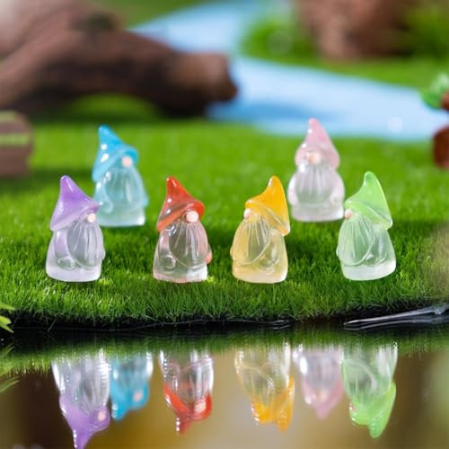 Lot de 60 mini nains phosphorescents en résine pour décoration de jardin fantaisiste