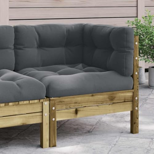 LoogCape Garten Ecksofa mit Kissen, imprägniertes Kiefernholz, 63x63 cm, modular, witterungsbeständig, für Terrasse und Balkon, Anthrazit