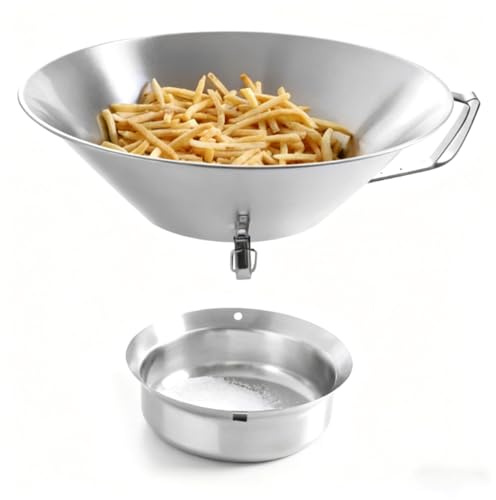Greensen French Fries Oil Strainer, 304 Stainless Steel Fat Separator with Oil Catcher Bowl for Home and Commercial Kitchen Use – Fry Oil Drain Tray